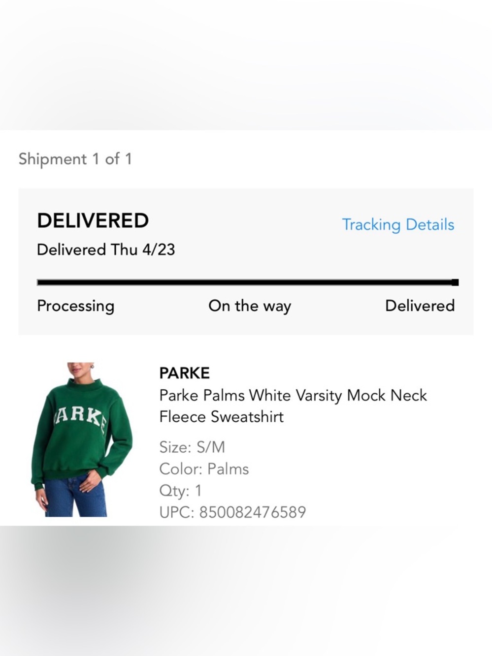 Parke Palms Green Mockneck Sweatshirt with White Collegiate Lettering - Picture 13 of 14